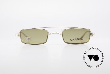 Chanel 2038 Unisex Luxus Brille Sonnenclip, kleine eckige vintage Brille mit genialem SonnenClip, Passend für Herren und Damen