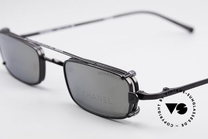 Chanel 2038 Luxus Brille Eckig Sonnenclip, Sonnengläser sind leicht verspiegelt grau (100% UV), Passend für Herren und Damen