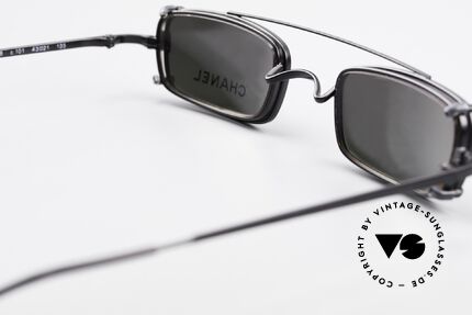Chanel 2038 Luxus Brille Eckig Sonnenclip, KEINE Retrobrille, sondern ein 20 Jahre altes Original, Passend für Herren und Damen