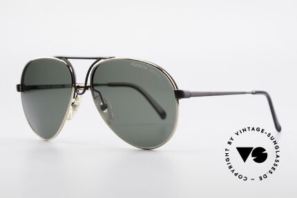 Porsche 5657 90er Wechselrahmen Brille, 1x schwarz mit Demos, 1x gold mit Sonnengläsern, Passend für Herren