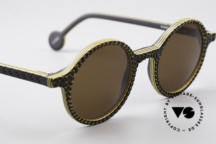 L.A. Eyeworks CHINO 751 Vintage Sonnenbrille Panto, dunkelbraune Sonnengläser (für 100% UV Protection), Passend für Herren und Damen