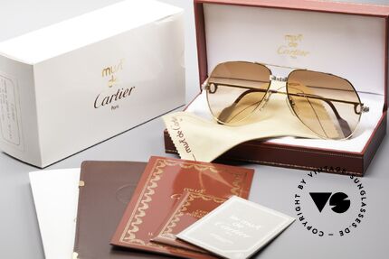 Cartier Vendome Santos - L Luxus Diamanten Sonnenbrille, Größe: large, Passend für Herren
