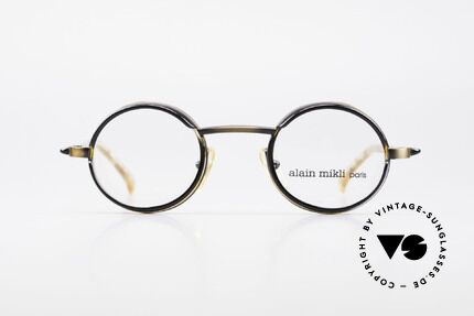 Alain Mikli 2150 / 38025 Runde Vintage Designer Brille, aufwändige Material- u. Farbkombination; handmade, Passend für Herren und Damen