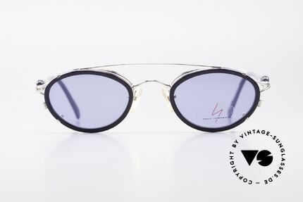Yohji Yamamoto 51-7210 Clip-On 90er No Retro Brille, Designerbrille mit praktischem Sonnenclip (100% UV), Passend für Herren und Damen