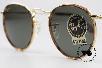 Ray Ban Round Metal 47 Kleine Runde Brille Havanna, original Name: Small Round Metal, W1675, G-15, Passend für Herren und Damen