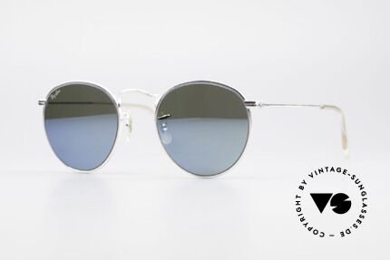 Ray Ban Round Metal 47 Blau Verspiegelte Sonnenbrille, kleine runde RAY-BAN USA vintage Sonnenbrille, Passend für Herren und Damen