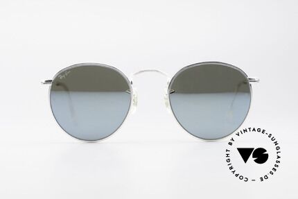 Ray Ban Round Metal 47 Blau Verspiegelte Sonnenbrille, ein zeitloser Klassiker in absoluter TOP-Qualität, Passend für Herren und Damen