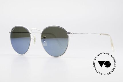 Ray Ban Round Metal 47 Blau Verspiegelte Sonnenbrille, blau verspiegelte Mineralgläser (100% UV Schutz), Passend für Herren und Damen