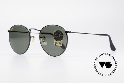 Ray Ban Round Metal 49 Runde B&L USA Sonnenbrille, legendäre B&L Mineralgläser für 100% UV Schutz, Passend für Herren und Damen