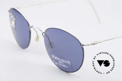 Giorgio Armani 3006 Draht Sonnenbrille Panto Stil, kratzfeste Sonnengläser mit GA-Gravur; 100% UV Schutz, Passend für Herren