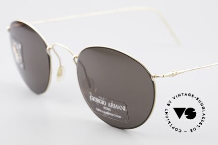 Giorgio Armani 3006 90er Panto Draht Sonnenbrille, kratzfeste Sonnengläser mit GA-Gravur; 100% UV Schutz, Passend für Herren