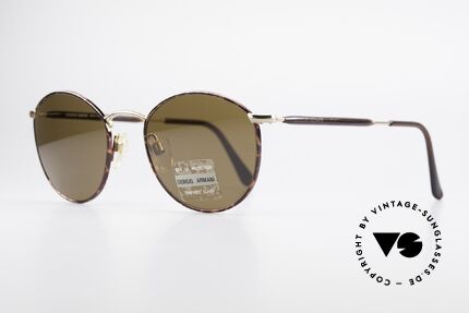 Giorgio Armani 627 Vintage Panto Sonnenbrille, TOP-Qualität und zeitlose braun/gold Lackierung, Passend für Herren und Damen