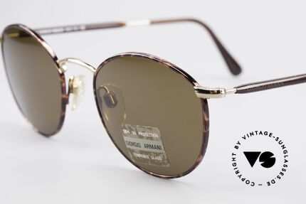 Giorgio Armani 627 Vintage Panto Sonnenbrille, high-end Mineralgläser (100% UV) mit GA-Gravur, Passend für Herren und Damen