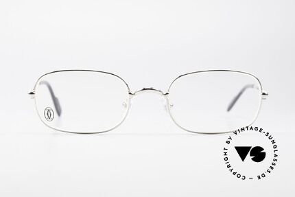 Cartier Deimios Eckige Luxus Brille Platin, Unisex-Modell aus der Cartier 'CERCLE FIN' Serie, Passend für Herren und Damen