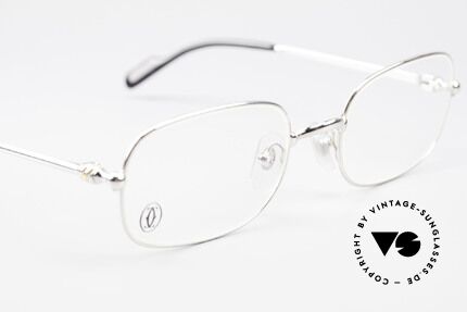 Cartier Deimios Eckige Luxus Brille Platin, zusätzlich mit einem vintage Leder-Etui von GENTA, Passend für Herren und Damen
