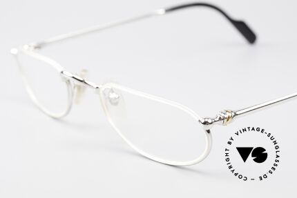 Cartier Demi Lune 2000 - M Ovale Luxus Lesebrille Platin, ungetragene vintage Brille mit orig. Box und OVP, Passend für Herren und Damen