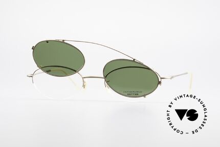 Oliver Peoples OP599 Ovale Vintage Brille Mit Clip, Qualitätsfassung kann beliebig optisch verglast werden, Passend für Herren und Damen