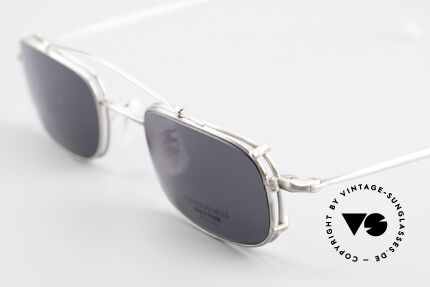 Oliver Peoples OP588 Eckige Vintage Brille Mit Clip, ungetragene, eckige Fassung in silber / titanium-grau, Passend für Herren