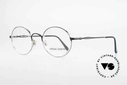 Giorgio Armani 243 Runde Ovale Brille 90er Small, dezenter & zeitloser Stil in schwarz und silber, Passend für Herren und Damen