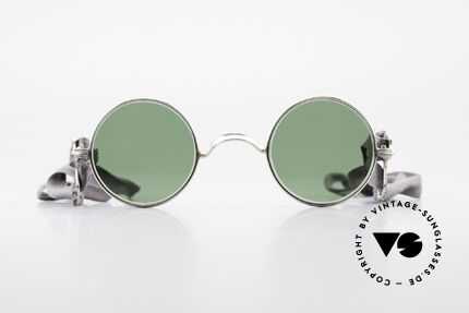 Militärbrille Round Alte Armee Brille Steampunk, Stoffbänder als Bügel; sehr einfach & funktional, Passend für Herren