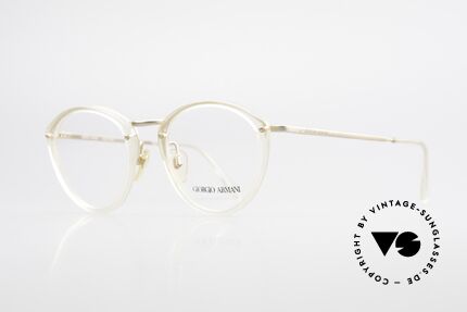 Giorgio Armani 354 80er Designer Brille Vintage, transparente Front mit Brücke und Bügeln in Mattgold, Passend für Herren und Damen