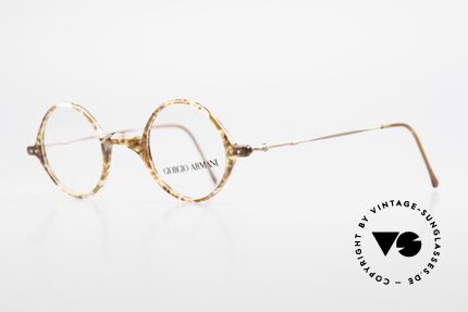 Giorgio Armani 365 Kleine Feine Runde 90er Brille, Bernsteinmuster-Front mit leichten Bronze-Drahtbügeln, Passend für Herren und Damen Giorgio Armani 365 Kleine Feine Runde 90er Brille, Bernsteinmuster-Front mit leichten Bronze-Drahtbügeln, Passend für Herren und Damen