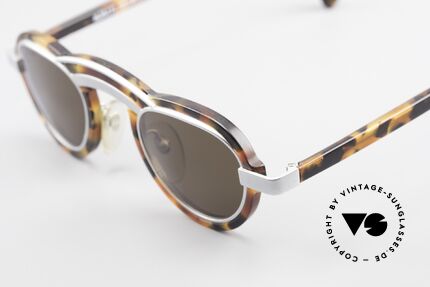 Alain Mikli 5107 / 0504 80er Designer Sonnenbrille, mit dunkelbraunen Sonnengläsern, 100% UV Schutz, Passend für Herren und Damen
