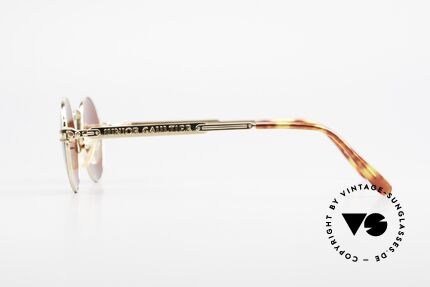 Jean Paul Gaultier 57-3175 Vergoldete Runde 90er Brille, viele Rahmendetails; J.P.G. Junior Gaultier Collection, Passend für Herren und Damen
