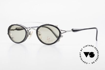 Yohji Yamamoto 51-7210 No Retro Brille Clip-On 90er, herausragende Qualität, Rahmen glänzt "GUNMETAL", Passend für Herren und Damen