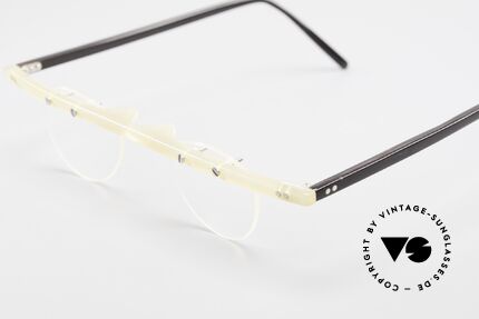Theo Belgium Fhefa Rare 90er Büffelhorn Brille, dieses alte Modell mit zwei unterschiedlichen Horn-Art, Passend für Herren und Damen