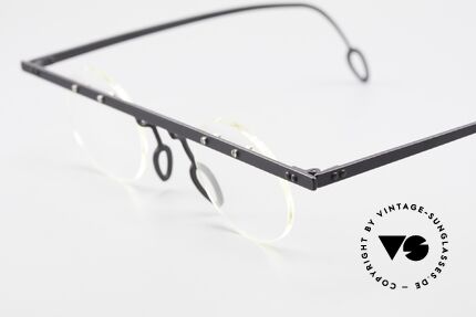 Theo Belgium Tita VII 11 Titanium 90er Vintage Brille, die Gläser sind mit Schrauben am Titan-Rahmen fixiert, Passend für Herren und Damen