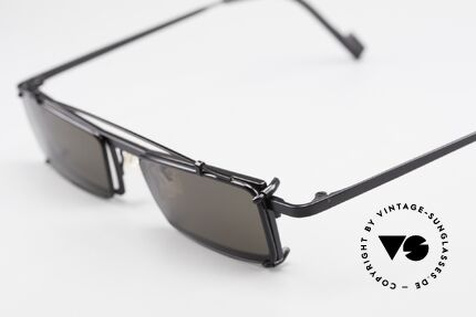 Theo Belgium XM Eckige Designerbrille Clip On, eckiger Rahmen mit Sonnen-Clip (für 100% UV Schutz), Passend für Herren