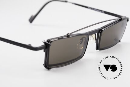 Theo Belgium XM Eckige Designerbrille Clip On, ungetragenes Theo-Einzelstück für die, die sich trauen!, Passend für Herren