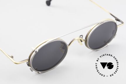 L.A. Eyeworks LINK 143 Ovale Brille mit Sonnen-Clip, ungetragen (wie all unsere vintage LAE Sonnenbrillen), Passend für Herren und Damen