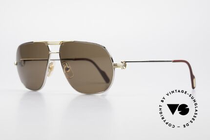 Cartier Tank - L Seltene Platin Sonnenbrille, mit neuen Sonnengläsern braun-polarisierend; 100% UV, Passend für Herren