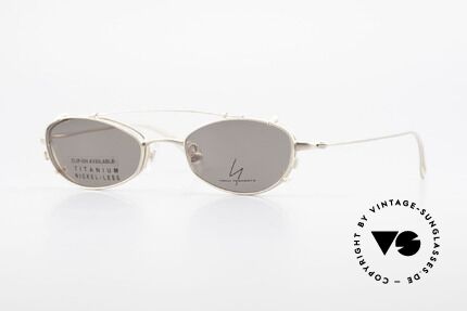 Yohji Yamamoto 52-9011 Clip On Titanium Brille GP, vintage Brille von Yohji Yamamoto mit Sonnen-Clip, Passend für Herren und Damen
