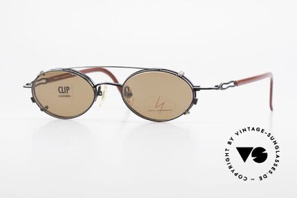 Yohji Yamamoto 51-8201 Ovale Vintage Brille Clip On, vintage Brille von Yohji Yamamoto mit Sonnen-Clip, Passend für Herren und Damen