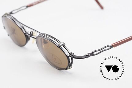 Yohji Yamamoto 51-8201 Ovale Vintage Brille Clip On, Rahmen ist beliebig verglasbar und Clip mit 100% UV, Passend für Herren und Damen