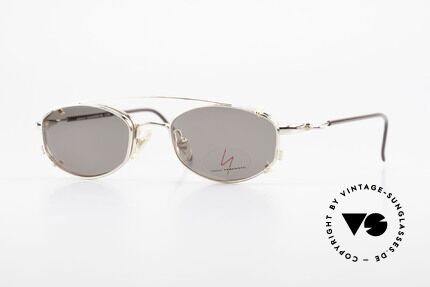 Yohji Yamamoto 51-7211 Vergoldete Vintage Clip Brille, vintage Brille von Yohji Yamamoto mit Sonnen-Clip, Passend für Herren und Damen