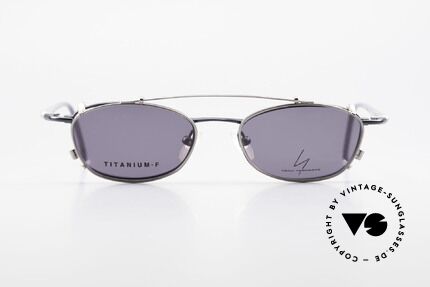 Yohji Yamamoto 51-0013 Clip On Titanium Brille Blau, herausragende Qualität aus den 90ern, made in Japan, Passend für Herren und Damen