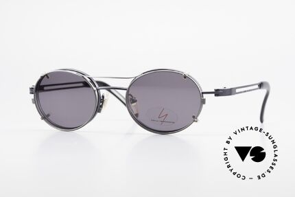 Yohji Yamamoto 51-6106 Clip On Brille Oval Blau Metall, vintage Brille von Yohji Yamamoto mit Sonnen-Clip, Passend für Herren und Damen