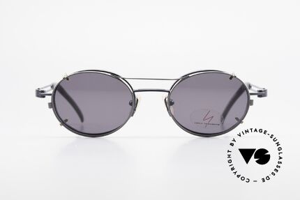 Yohji Yamamoto 51-6106 Clip On Brille Oval Blau Metall, herausragende Qualität aus den 90ern, made in Japan, Passend für Herren und Damen