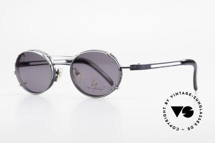 Yohji Yamamoto 51-6106 Clip On Brille Oval Blau Metall, Fassung = dunkelblau metallic, Clip = titanium-grau, Passend für Herren und Damen