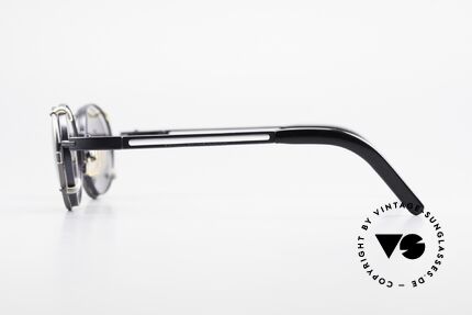 Yohji Yamamoto 51-6106 Clip On Brille Oval Blau Metall, Rahmen ist beliebig verglasbar und Clip mit 100% UV, Passend für Herren und Damen