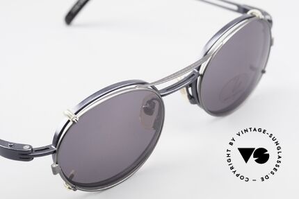 Yohji Yamamoto 51-6106 Clip On Brille Oval Blau Metall, ein altes Yamamoto Original, KEINE neue Retromode!, Passend für Herren und Damen