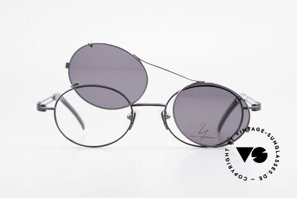Yohji Yamamoto 51-6106 Clip On Brille Oval Blau Metall, Größe: large, Passend für Herren und Damen