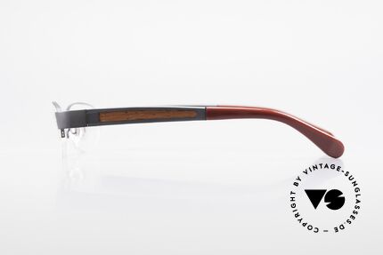 Bugatti 520 Padouk Edelholz Titanbrille, flexible Federscharniere für eine optimale Passform, Passend für Herren