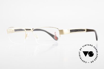 Bugatti 524 Carbon Titanium Gold Brille, Bügel-Inlays aus Carbon: sehr leicht & enorm robust, Passend für Herren