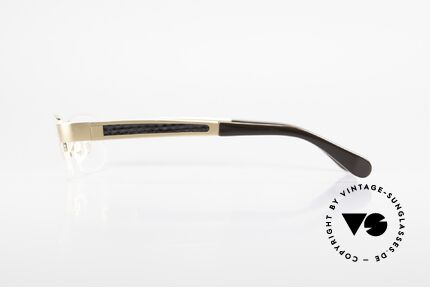 Bugatti 524 Carbon Titanium Gold Brille, flexible Federscharniere für eine optimale Passform, Passend für Herren