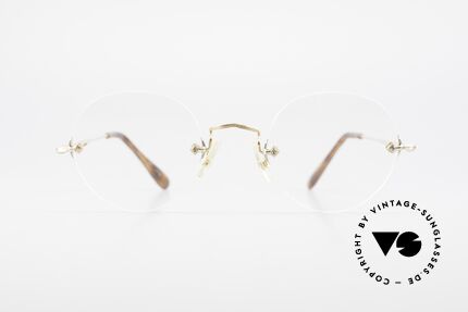Savile Row Rimless 47/20 Randlose 14k Gold Filled Brille, runde, randlose Brille (Rahmen: 14kt Gold-Filled), Passend für Herren und Damen